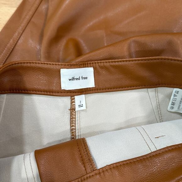 Aritzia Wilfred Free Lucy Pant Camel Vegan Leather Size 2 Neutral Capsule - Picture 7 of 9